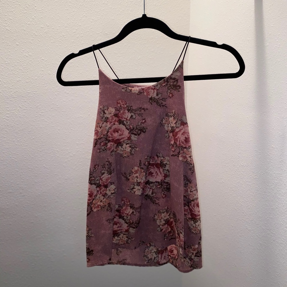 Pink floral tank top